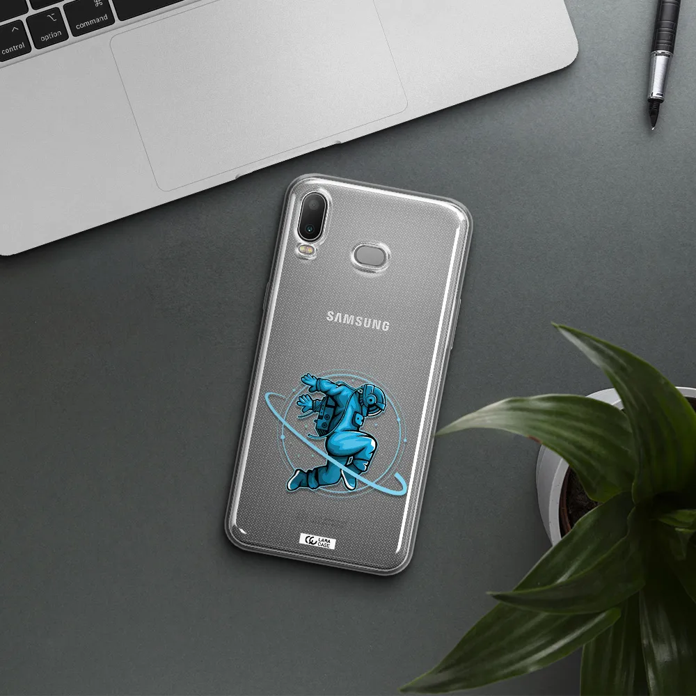 a cartoon of a man skating Samsung A6S Clear TPU Case