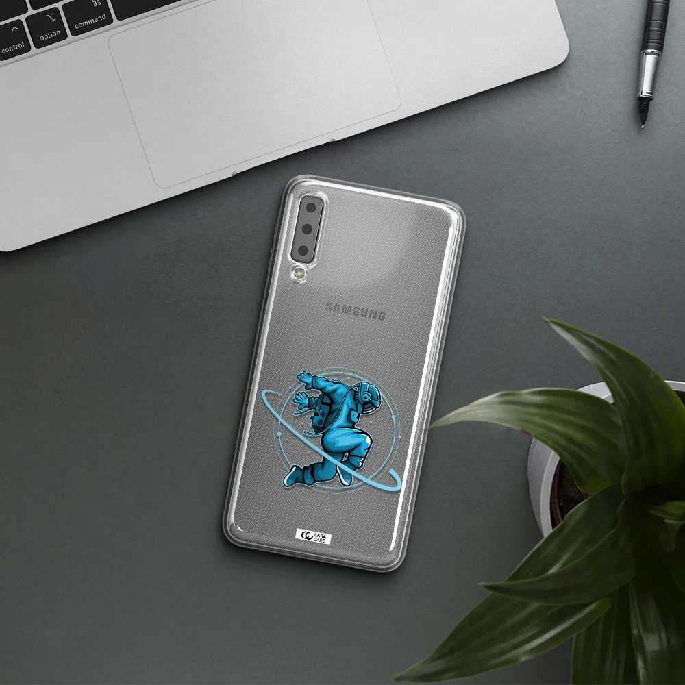 a cartoon of a man skating Samsung A7 2018 Clear TPU Case