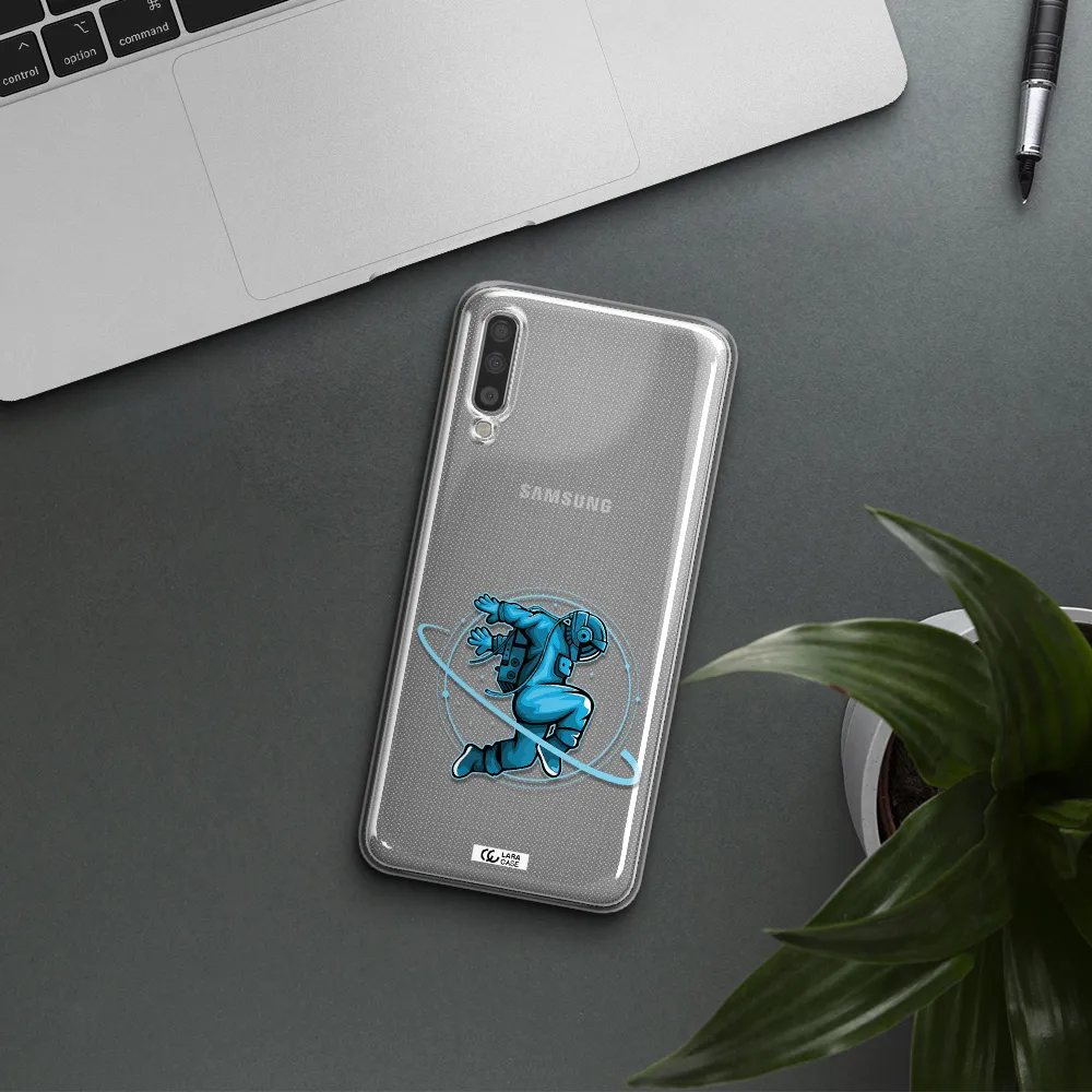 a cartoon of a man skating Samsung A70 Clear TPU Case