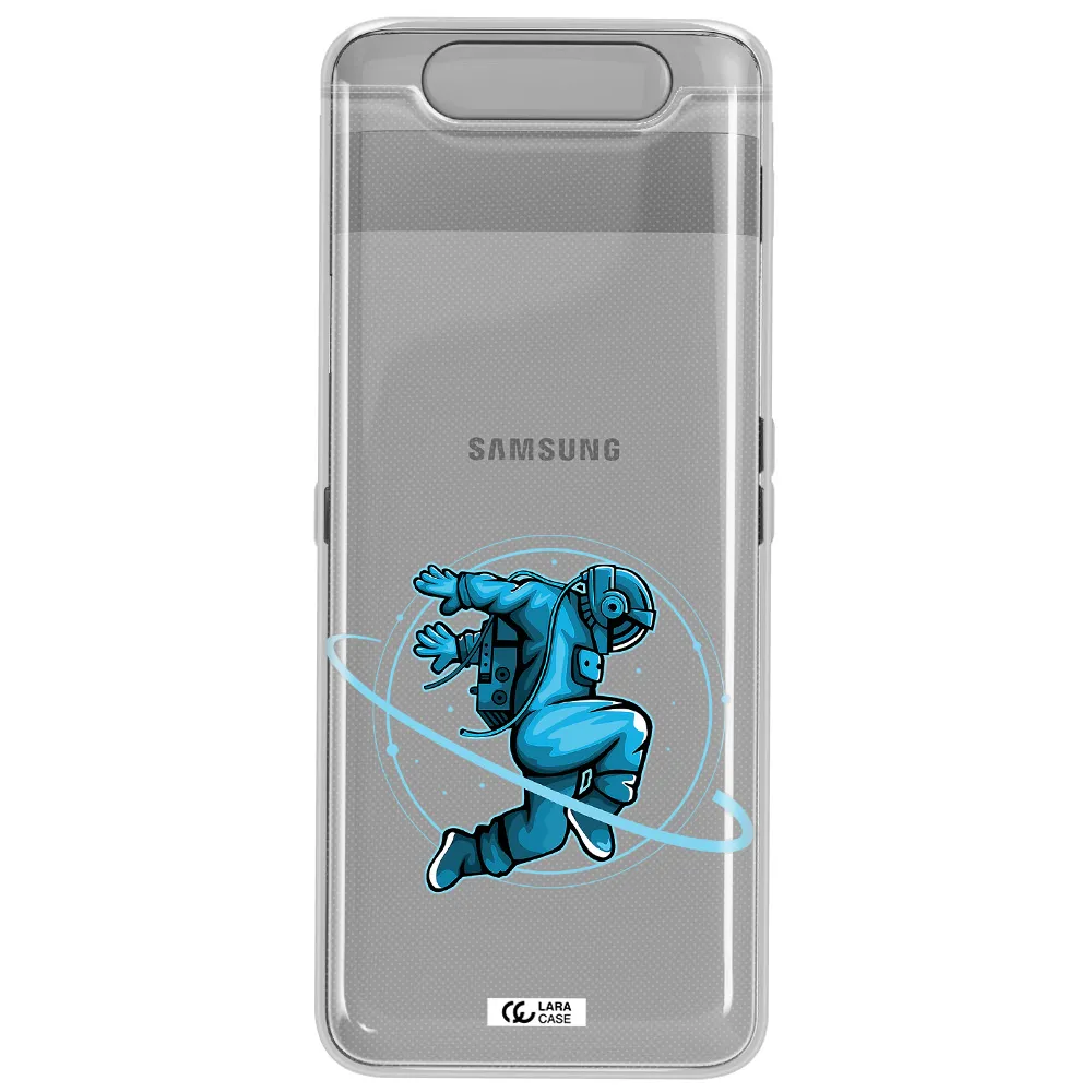 a cartoon of a man skating Samsung A80 Clear TPU Case