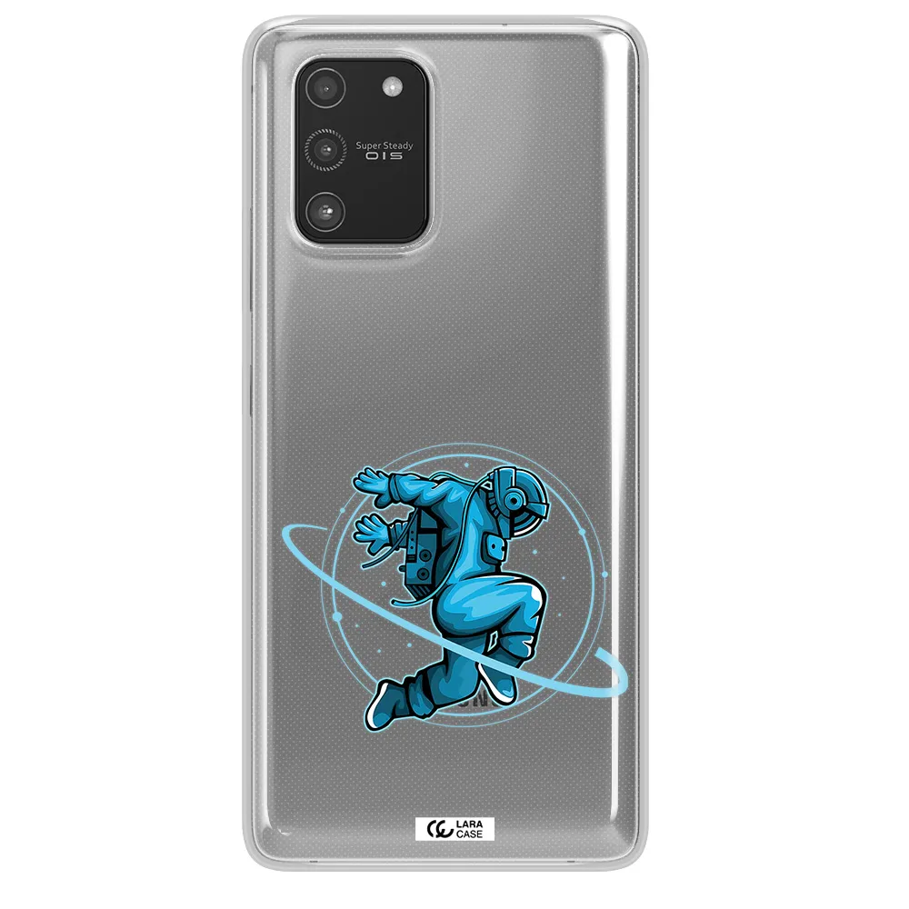 a cartoon of a man skating Samsung A91 Clear TPU Case