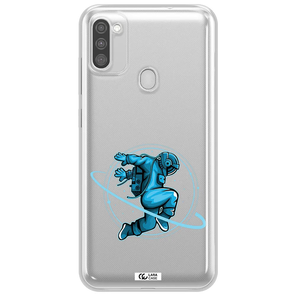 a cartoon of a man skating Samsung M11 Clear TPU Case