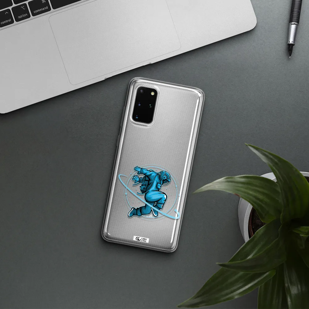 a cartoon of a man skating Samsung S 20 Plus Clear TPU Case