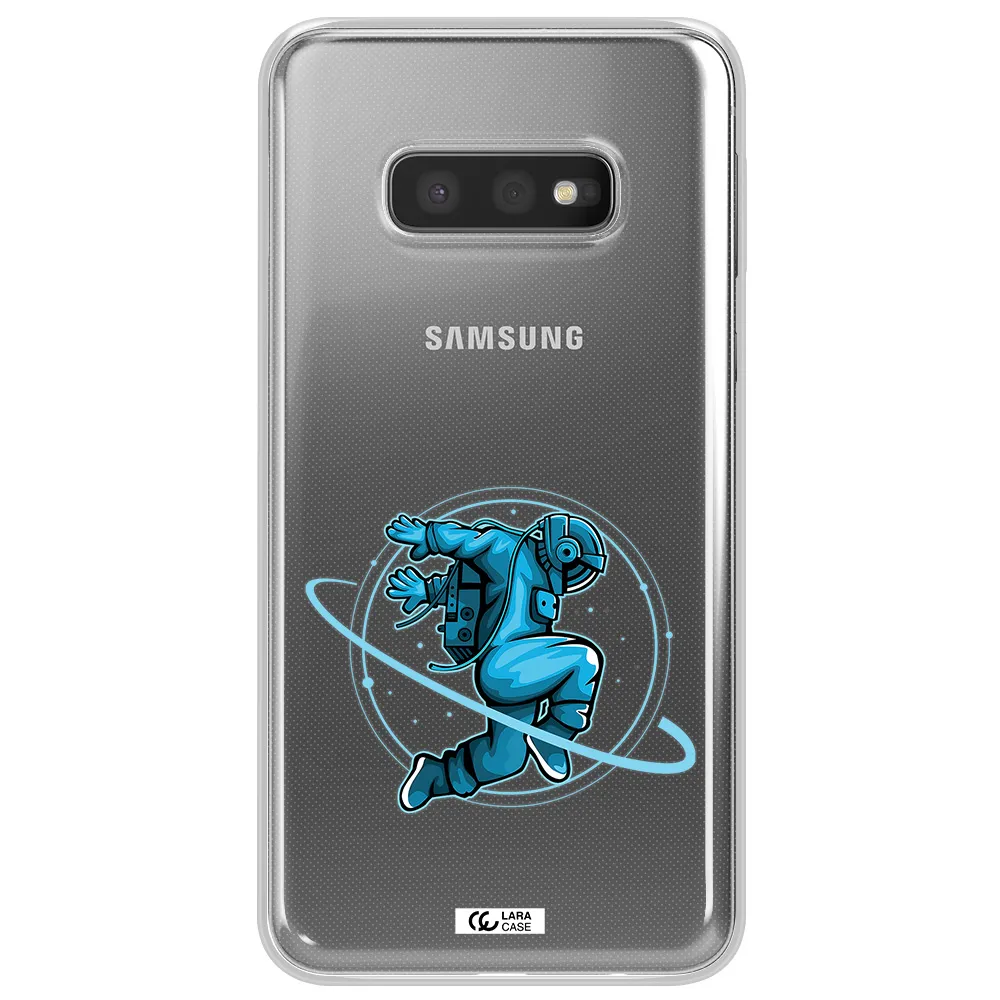a cartoon of a man skating Samsung S10e Clear TPU Case