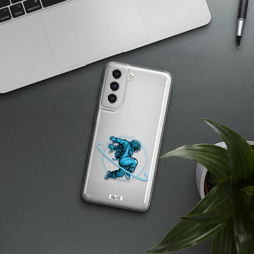A Cartoon Of A Man Skating Samsung S21 Fe Clear Tpu Case