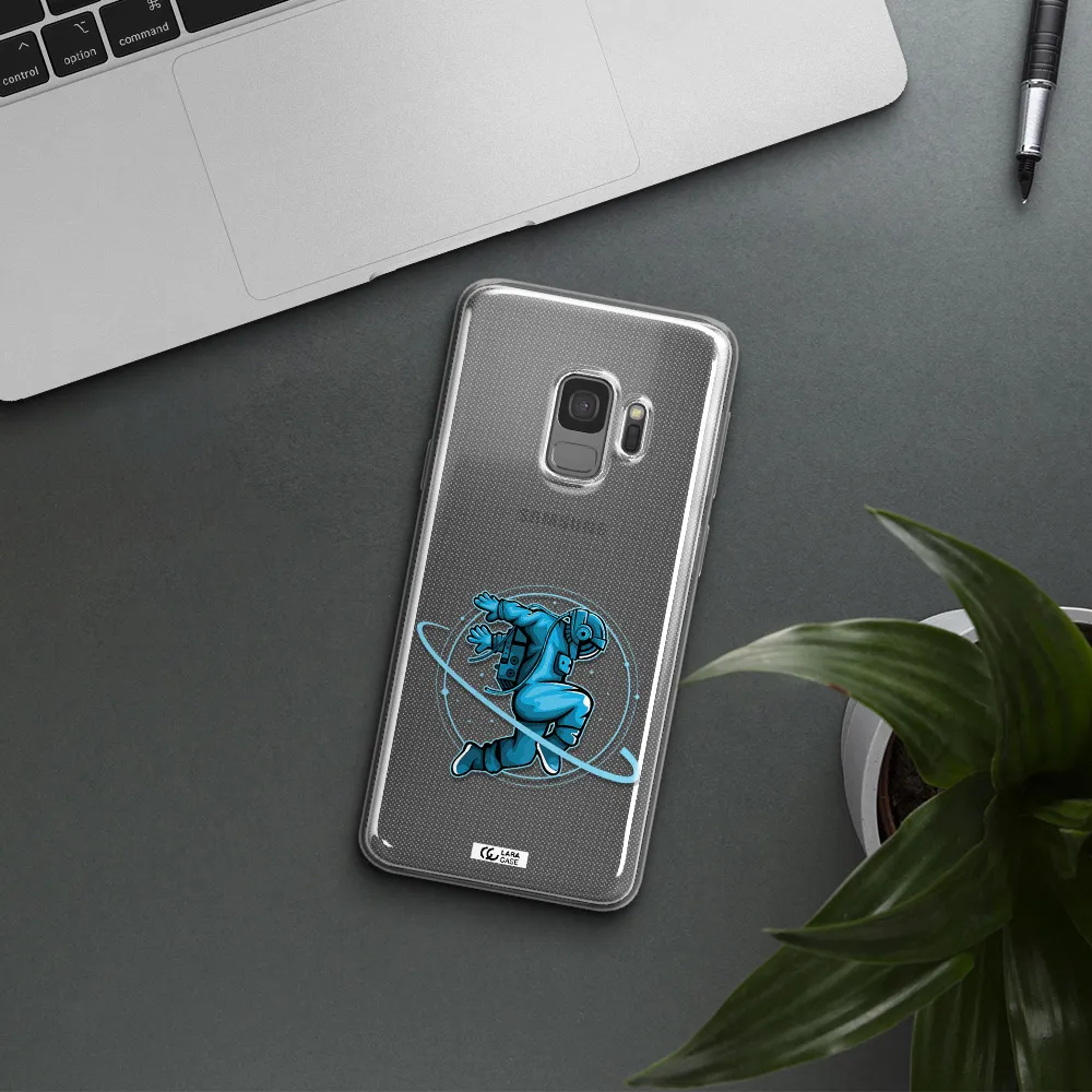 a cartoon of a man skating Samsung S9 Clear TPU Case