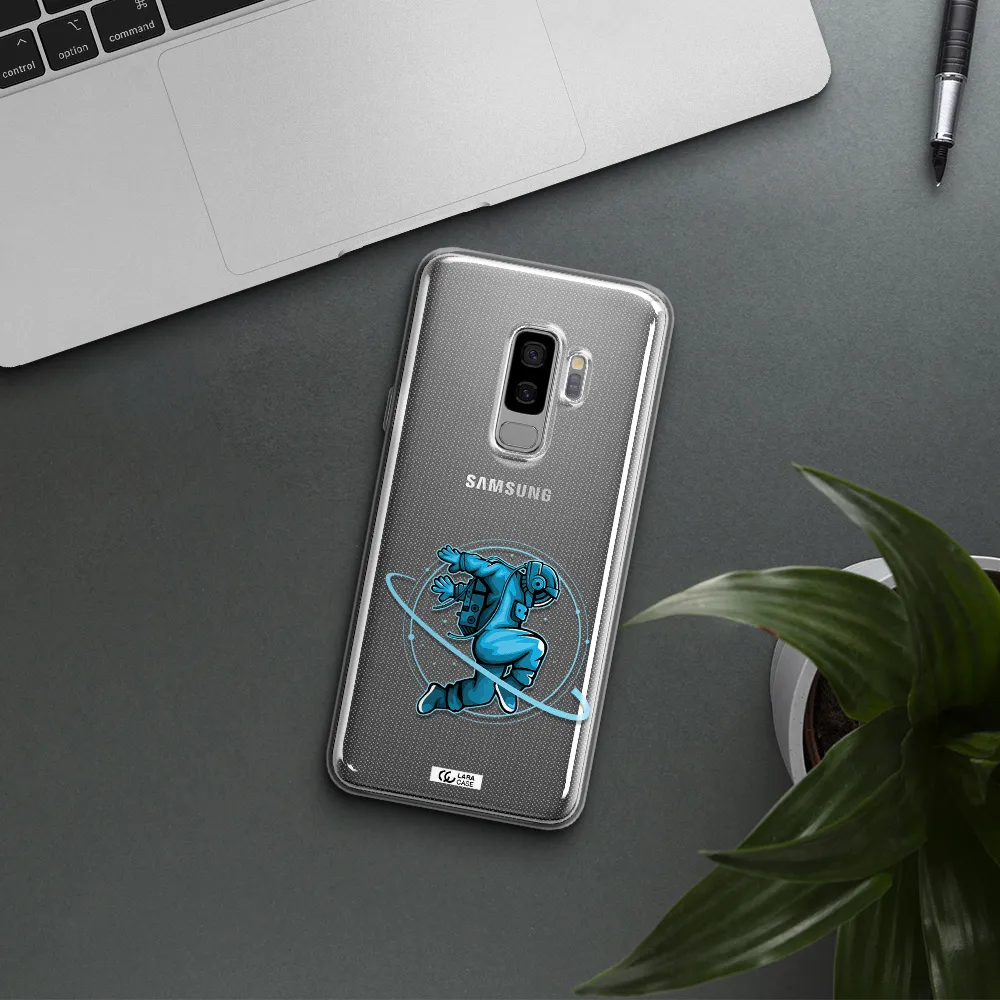 a cartoon of a man skating Samsung S9 Plus Clear TPU Case