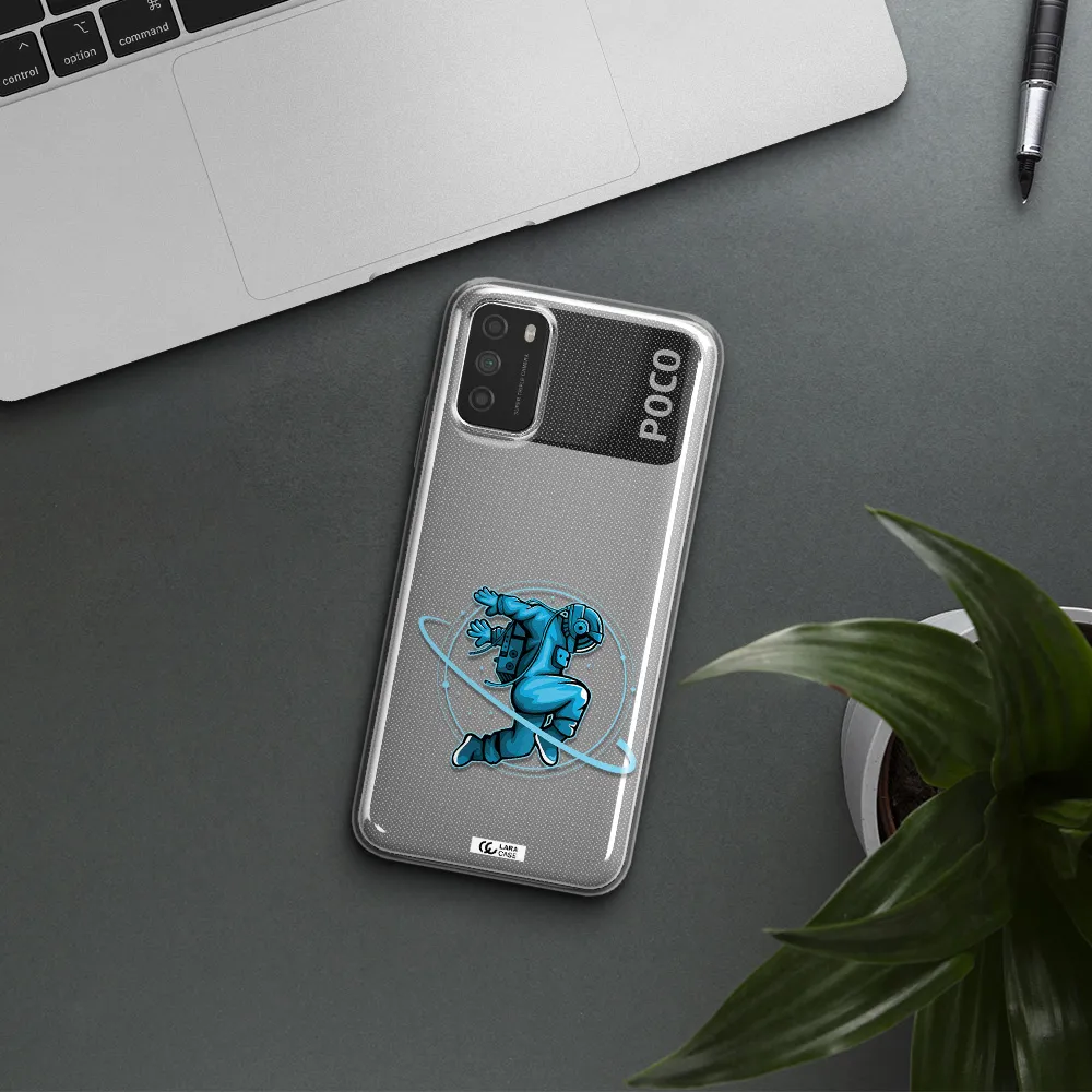 a cartoon of a man skating Xiaomi Poco M3 Clear TPU Case