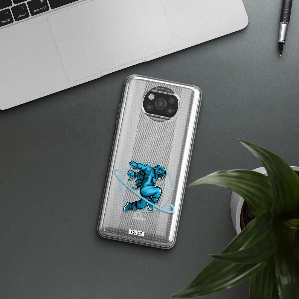 a cartoon of a man skating Xiaomi Poco X3 Clear TPU Case