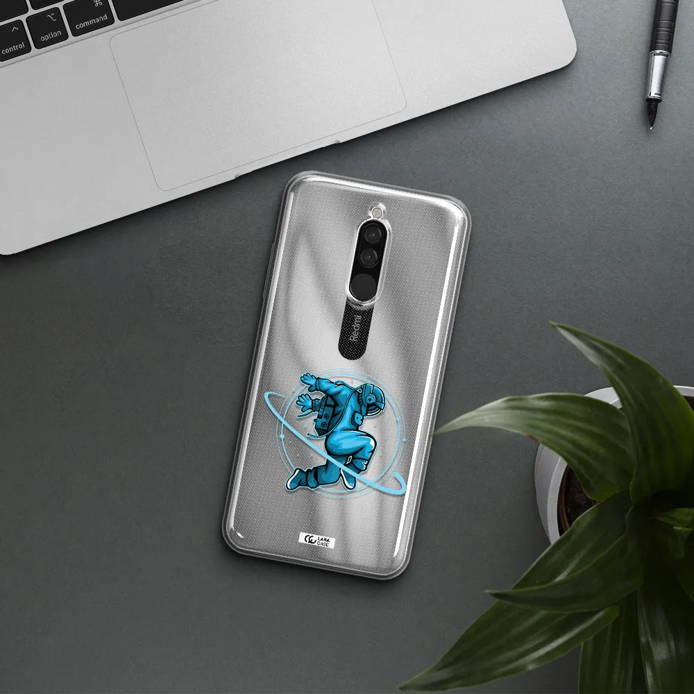 A Cartoon Of A Man Skating Xiaomi Redmi 8 Clear Tpu Case