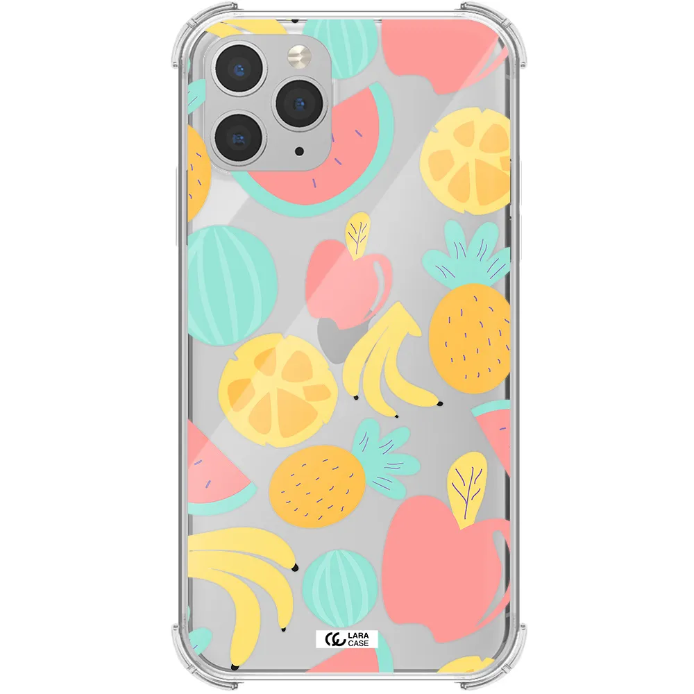 a pattern of fruits on a white background Apple iPhone 11 pro Clear PC Case