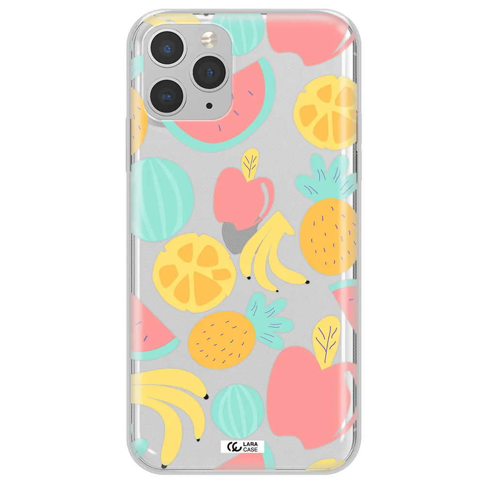 a pattern of fruits on a white background Apple iPhone 11 pro Clear TPU Case
