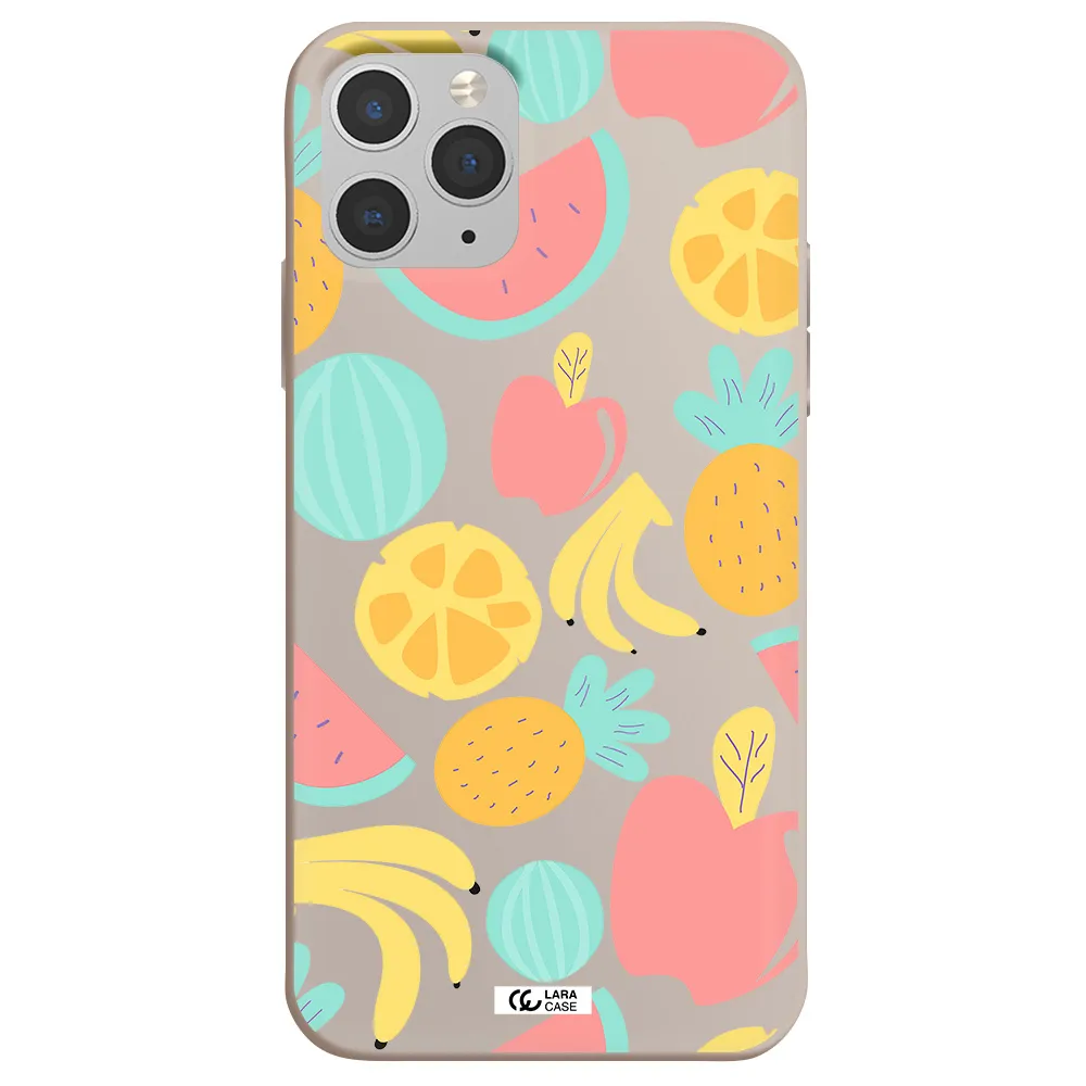 a pattern of fruits on a white background Apple iPhone 11 pro Silicone Stone Case
