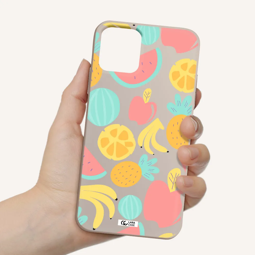 a pattern of fruits on a white background Apple iPhone 11 pro Silicone Stone Case