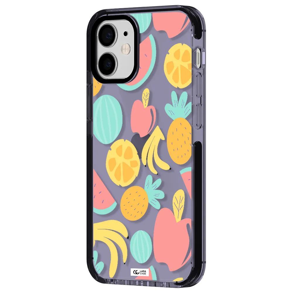 a pattern of fruits on a white background Apple iPhone 12 mini impact Lilac Case