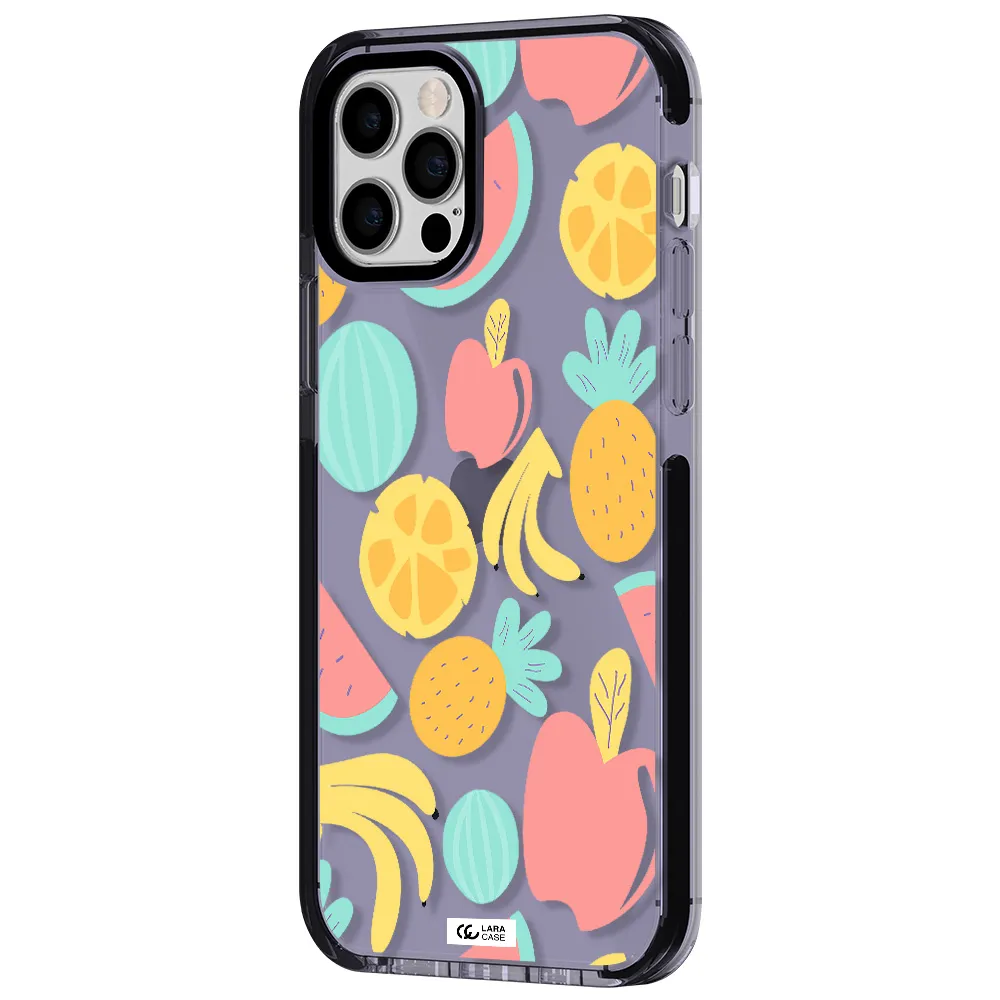 a pattern of fruits on a white background Apple iPhone 12 pro impact Lilac Case