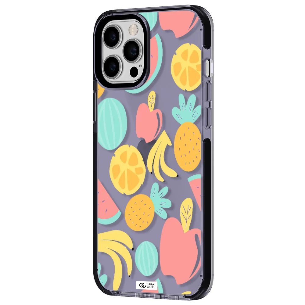 a pattern of fruits on a white background Apple iPhone 12 pro max impact Lilac Case
