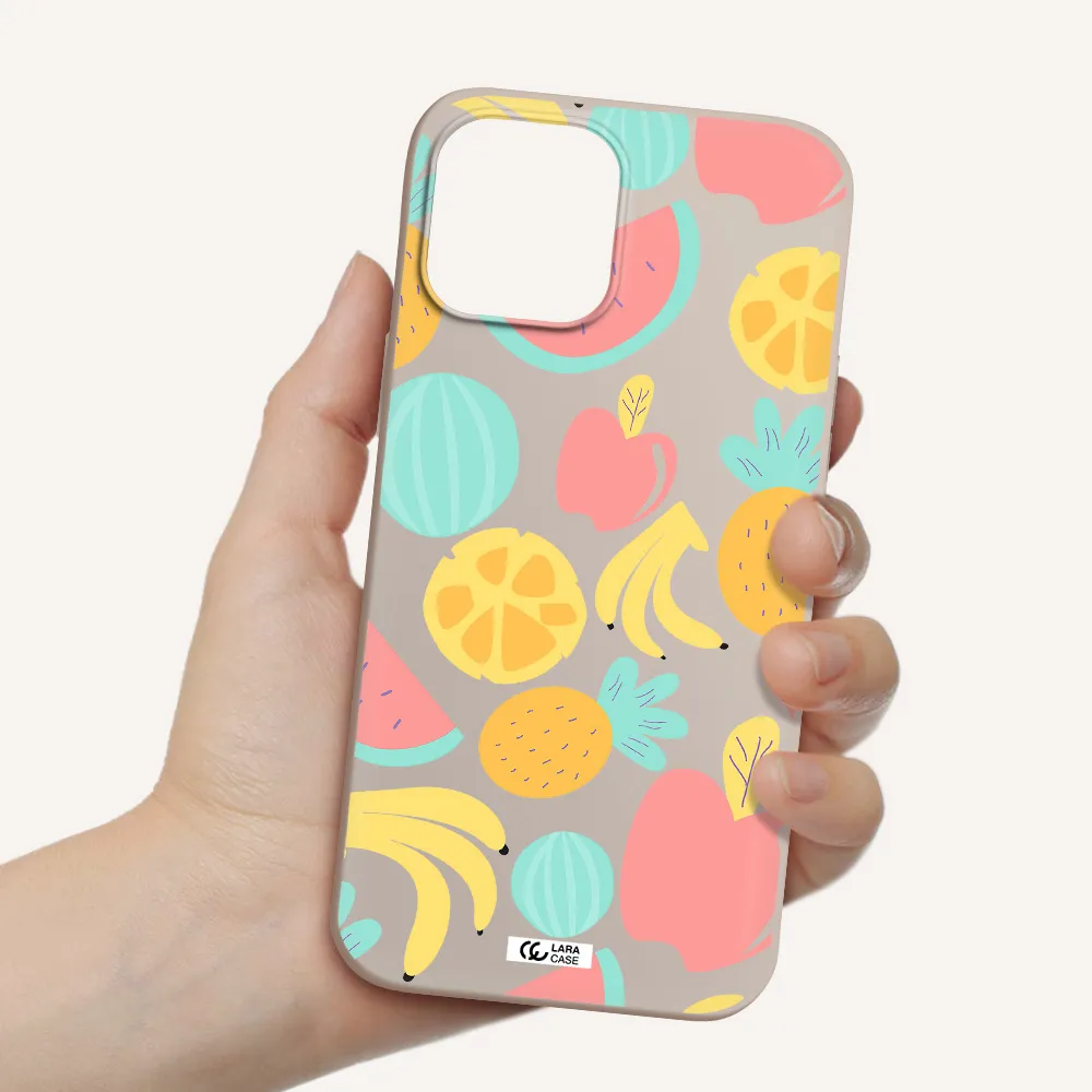 a pattern of fruits on a white background Apple iPhone 12 pro max Silicone Stone Case