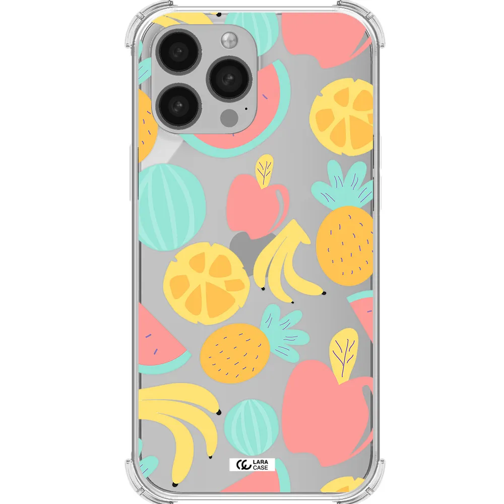 a pattern of fruits on a white background Apple iPhone 13 Pro Clear PC Case