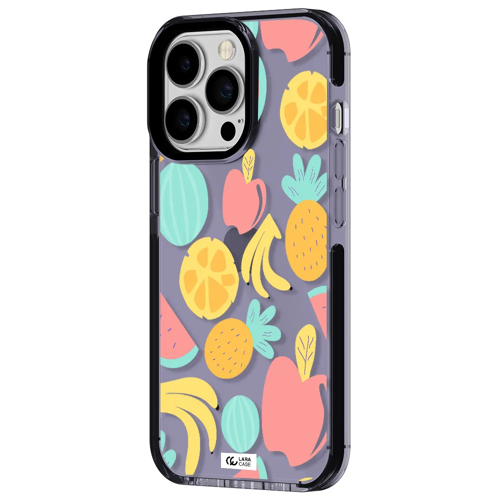 a pattern of fruits on a white background Apple iPhone 13 Pro impact Lilac Case
