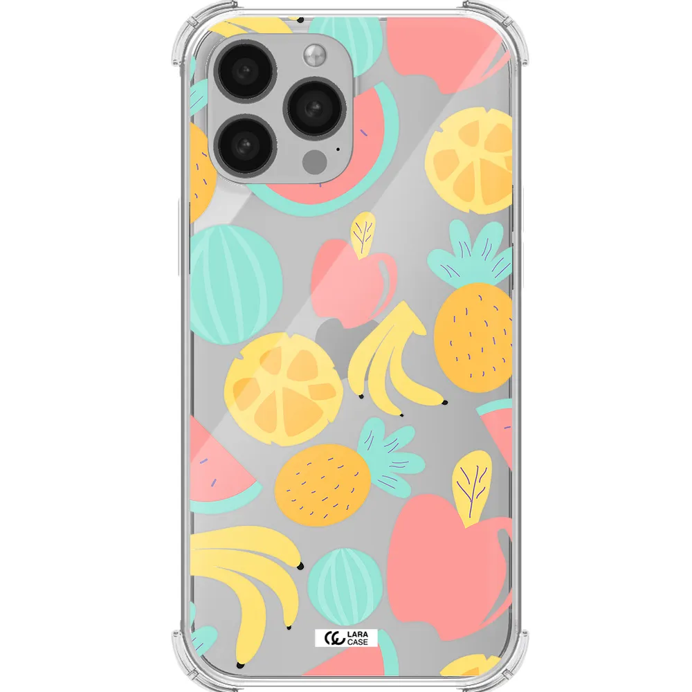 a pattern of fruits on a white background Apple iPhone 13 Pro Max Clear PC Case