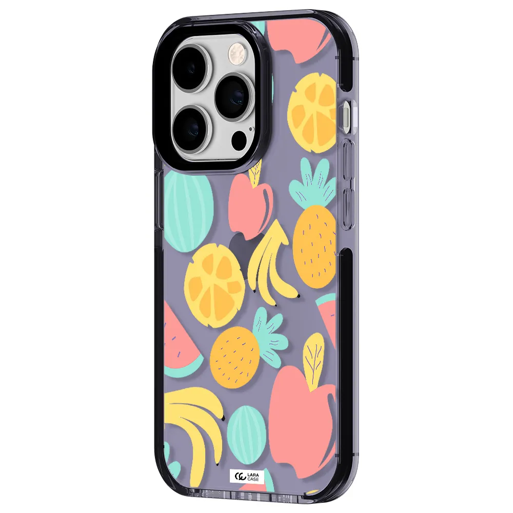 a pattern of fruits on a white background Apple iPhone 14 pro impact Lilac Case