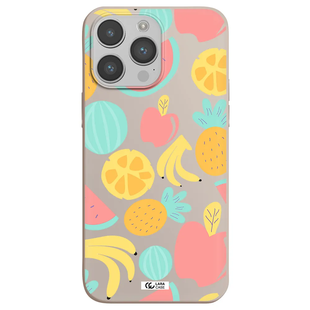 a pattern of fruits on a white background Apple iPhone 14 pro max Silicone Stone Case