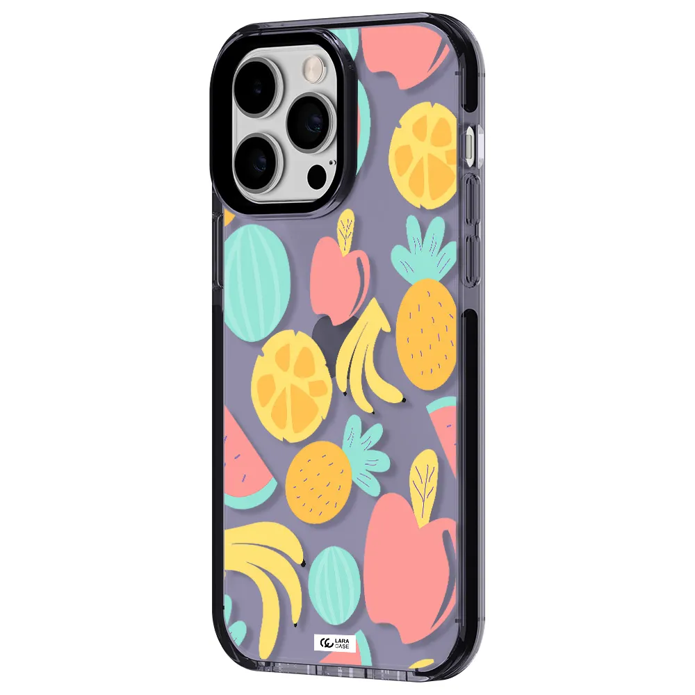 a pattern of fruits on a white background Apple iPhone 15 Pro impact Lilac Case