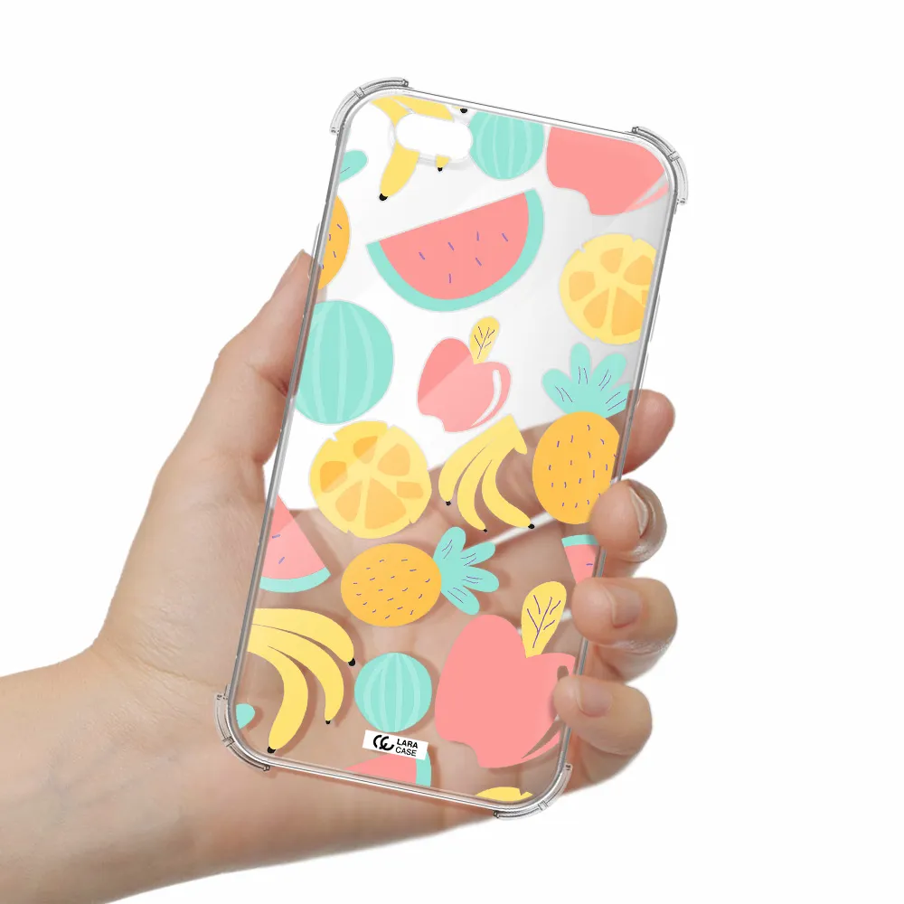 a pattern of fruits on a white background Apple iPhone 6 Clear PC Case