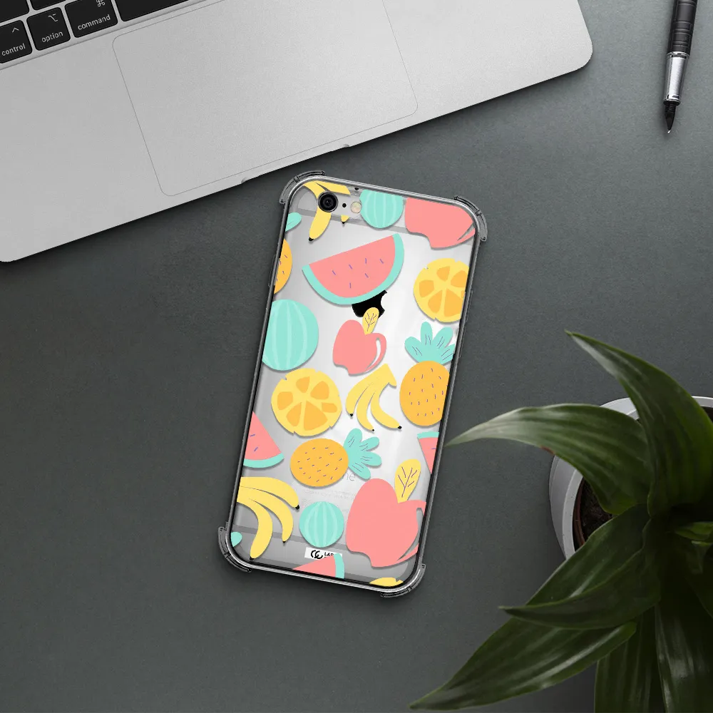 a pattern of fruits on a white background Apple iPhone 6 Clear PC Case