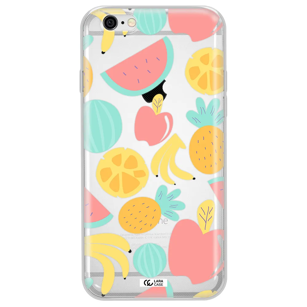 a pattern of fruits on a white background Apple iPhone 6 plus Clear TPU Case