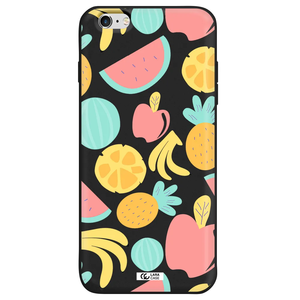 a pattern of fruits on a white background Apple iPhone 6 plus Silicone black Case