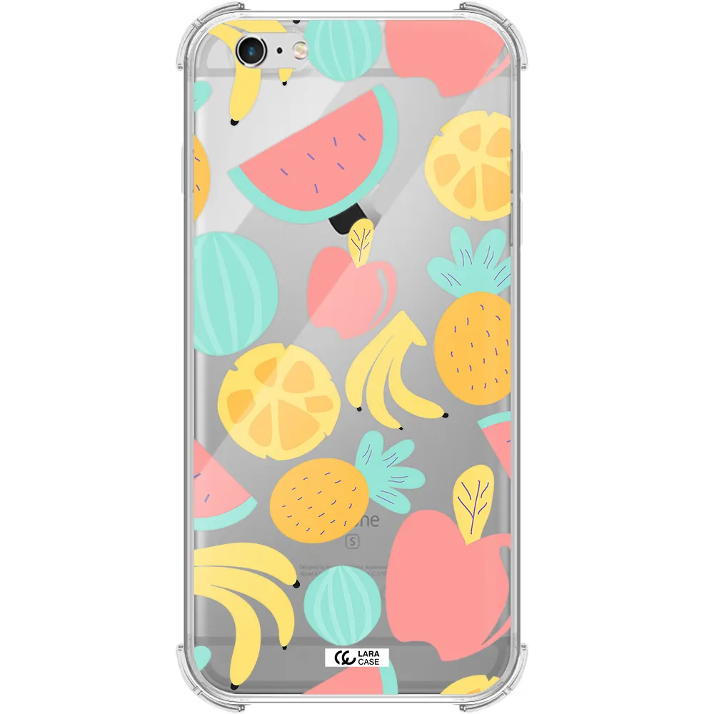 a pattern of fruits on a white background Apple iPhone 6 s plus Clear PC Case