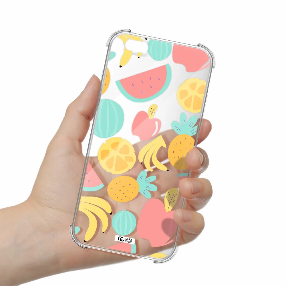 a pattern of fruits on a white background Apple iPhone 6 s plus Clear PC Case