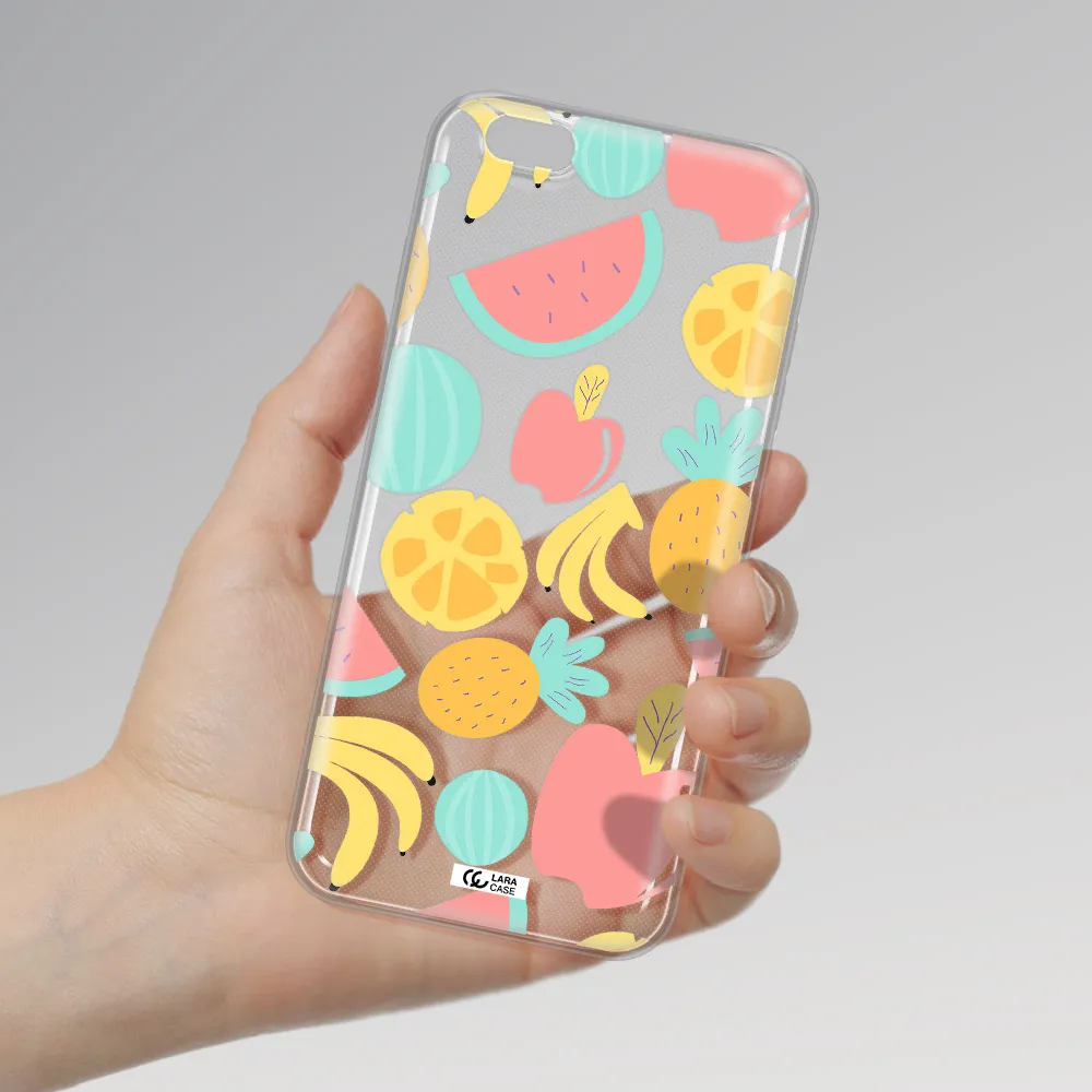 a pattern of fruits on a white background Apple iPhone 6 s plus Clear TPU Case