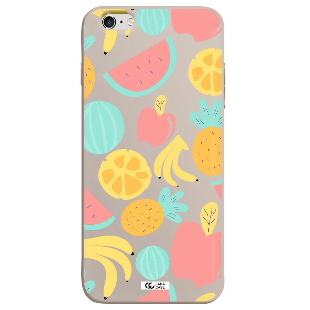 a pattern of fruits on a white background Apple iPhone 6 s plus Silicone Stone Case