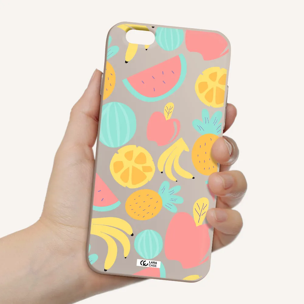 a pattern of fruits on a white background Apple iPhone 6 Silicone Stone Case
