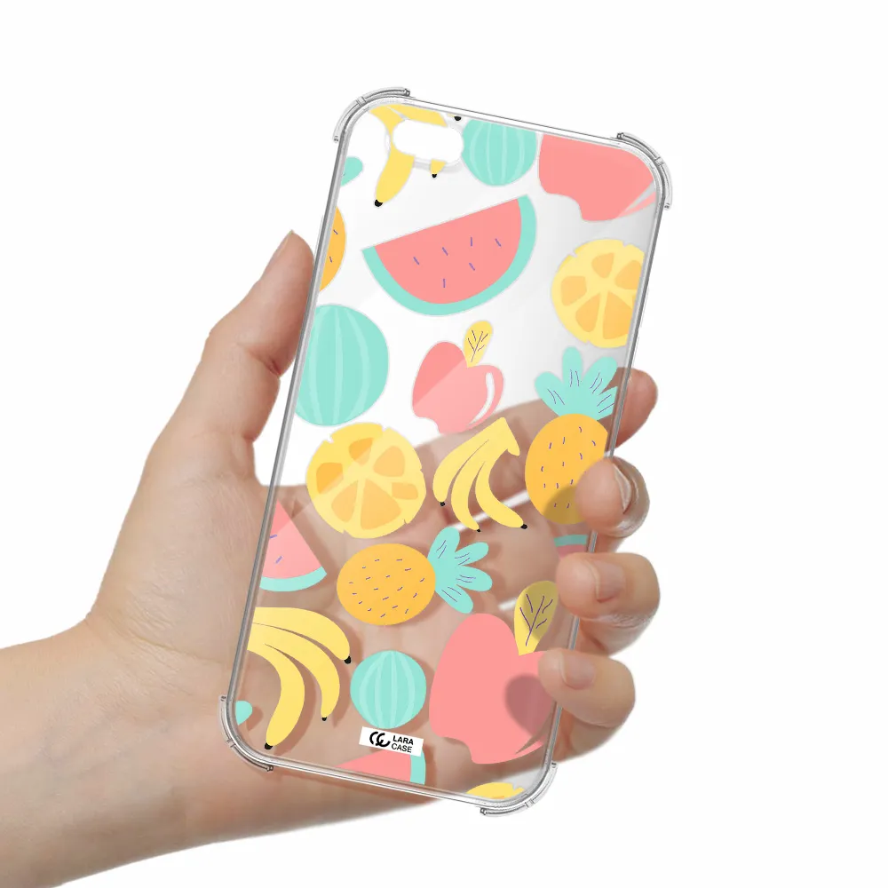 a pattern of fruits on a white background Apple iPhone 6S Clear PC Case
