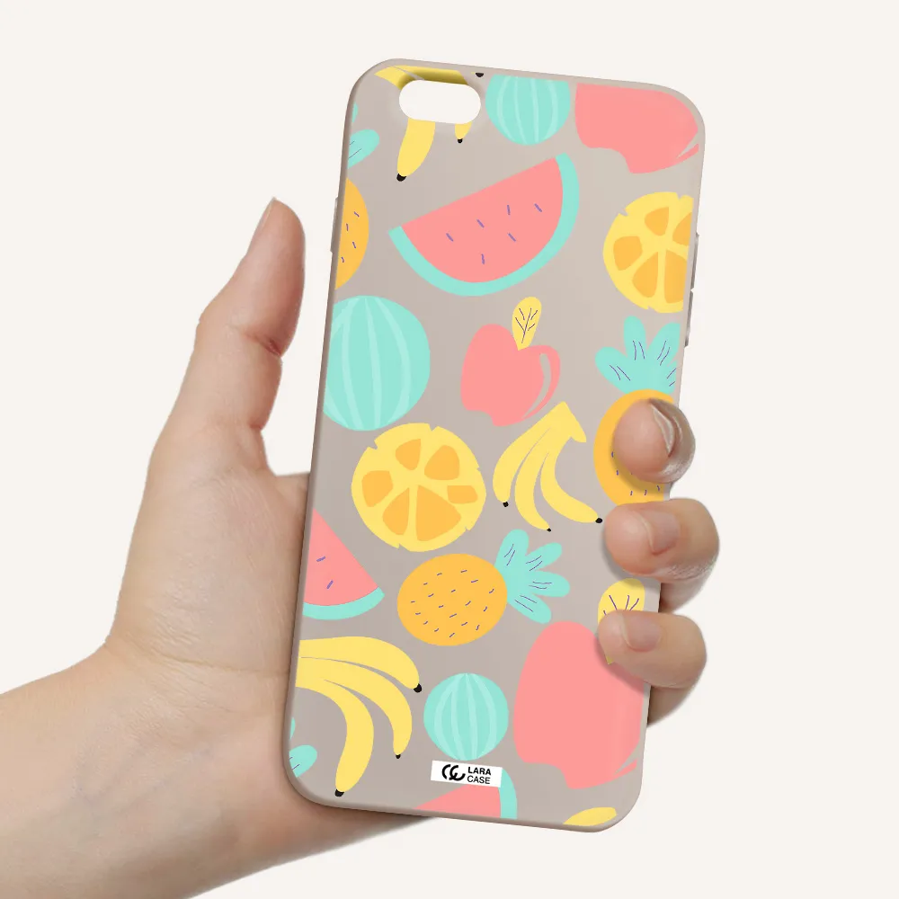a pattern of fruits on a white background Apple iPhone 6S Silicone Stone Case