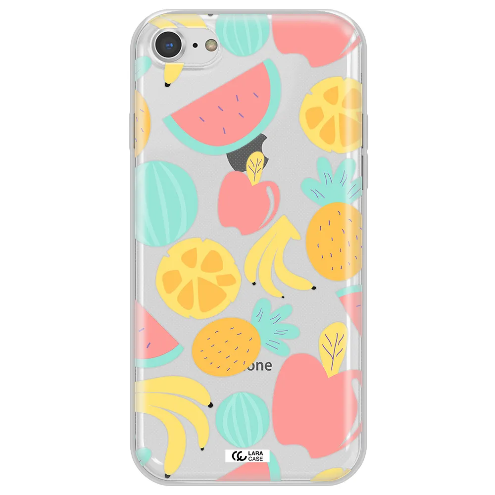 a pattern of fruits on a white background Apple iPhone 7 Clear TPU Case