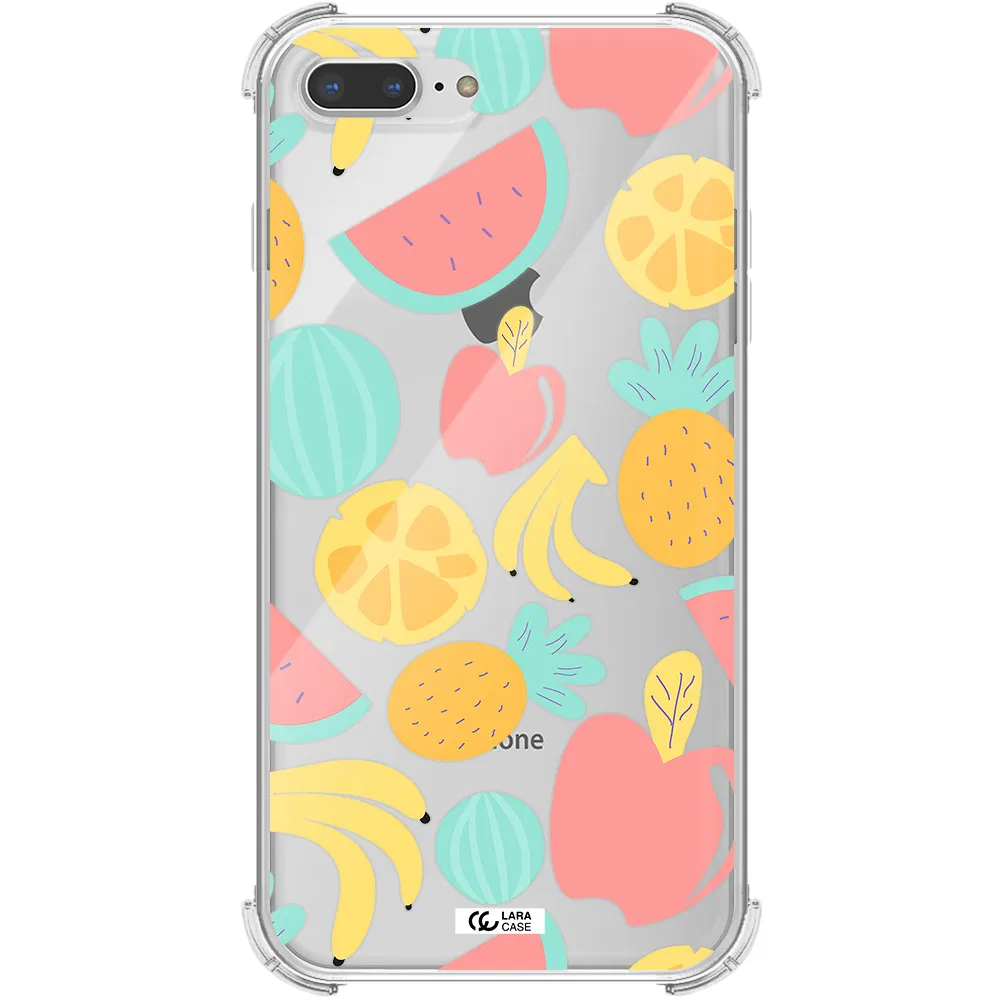 a pattern of fruits on a white background Apple iPhone 7 plus Clear PC Case