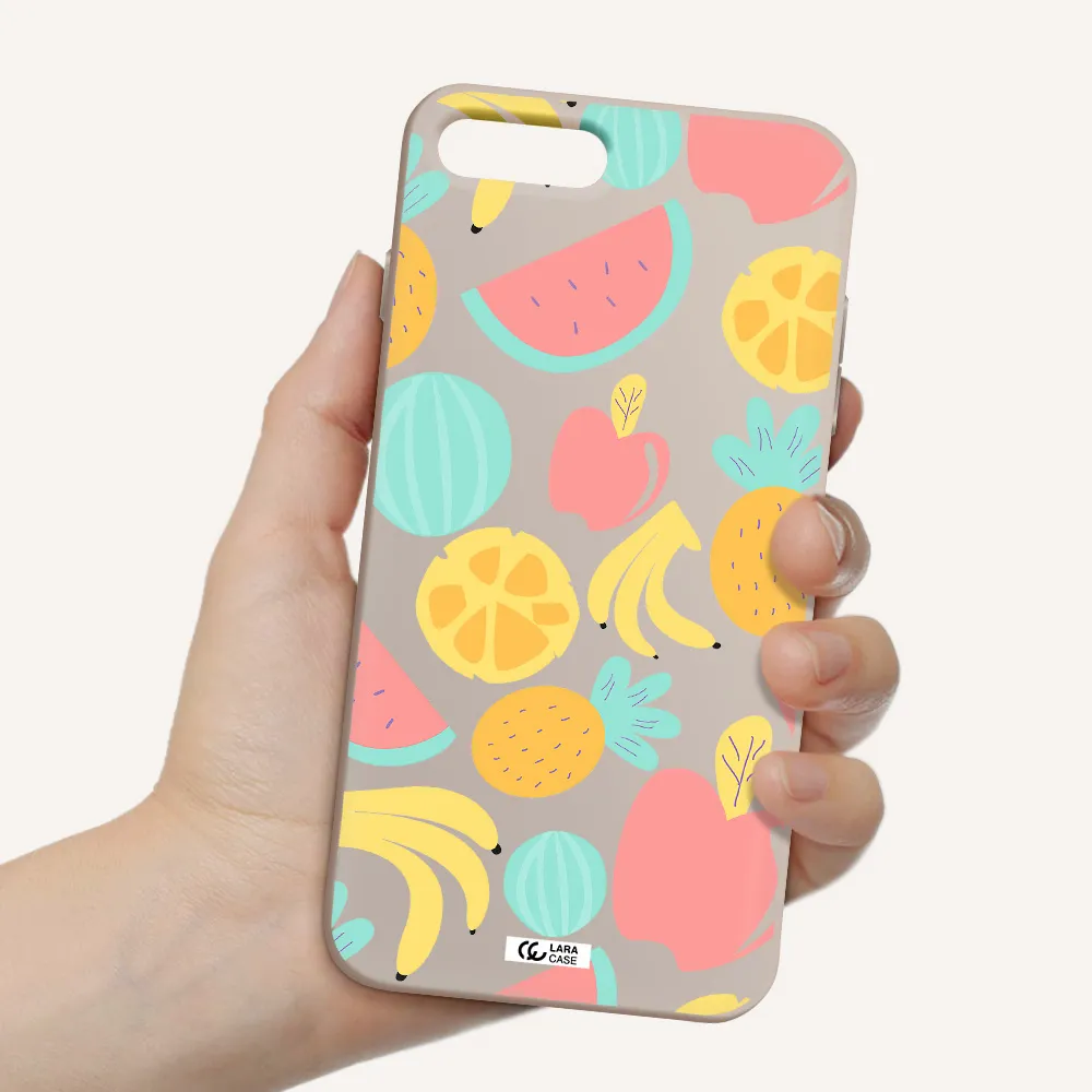 a pattern of fruits on a white background Apple iPhone 7 plus Silicone Stone Case