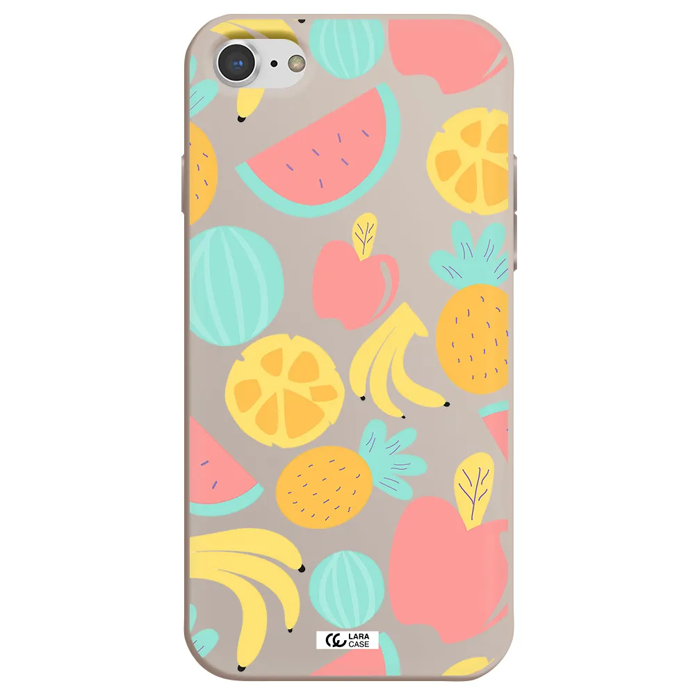a pattern of fruits on a white background Apple iPhone 7 Silicone Stone Case