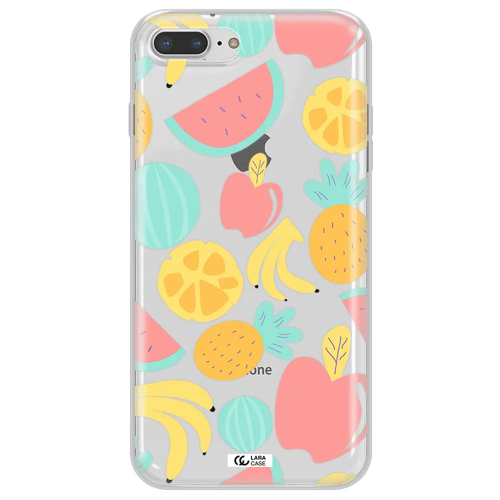a pattern of fruits on a white background Apple iPhone 8 plus Clear TPU Case