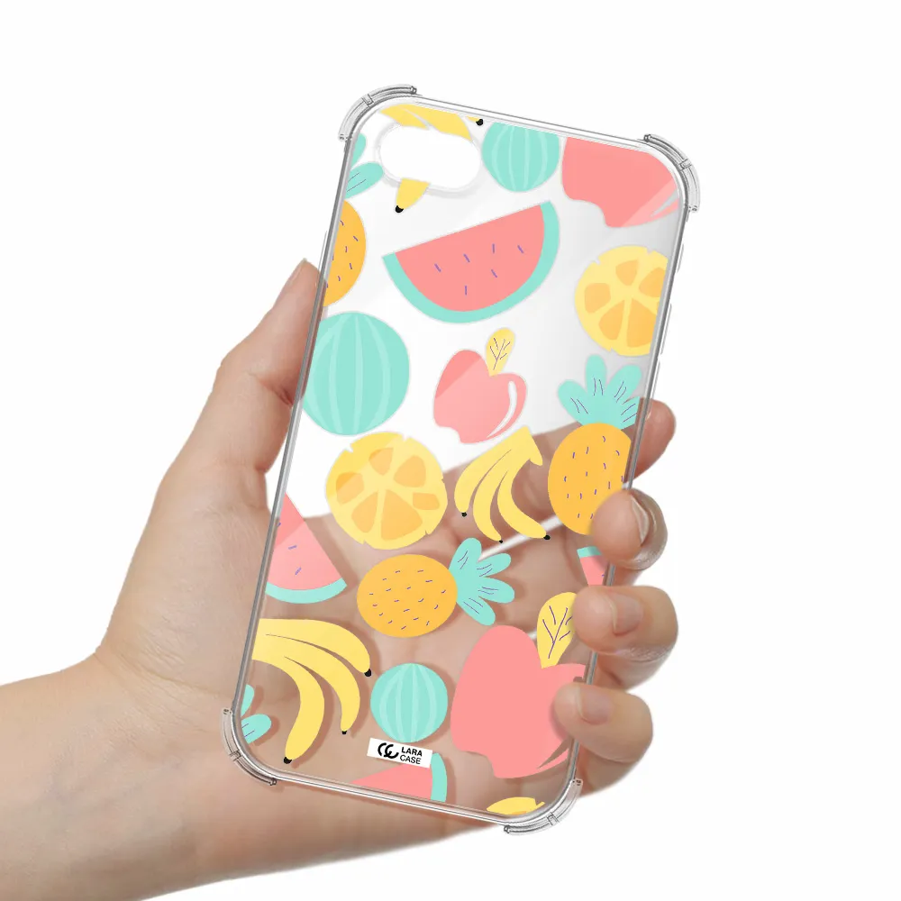 a pattern of fruits on a white background Apple iPhone se 2020 Clear PC Case