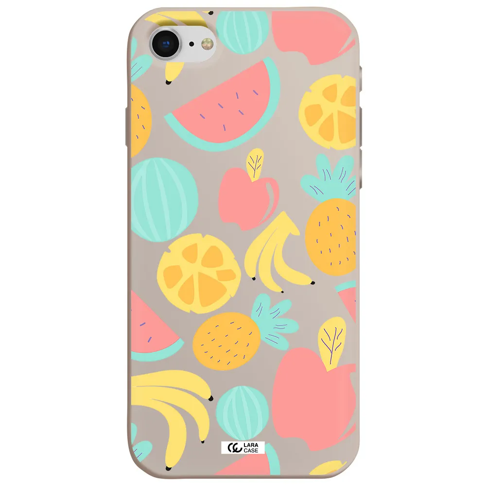 a pattern of fruits on a white background Apple iPhone se 2020 Silicone Stone Case