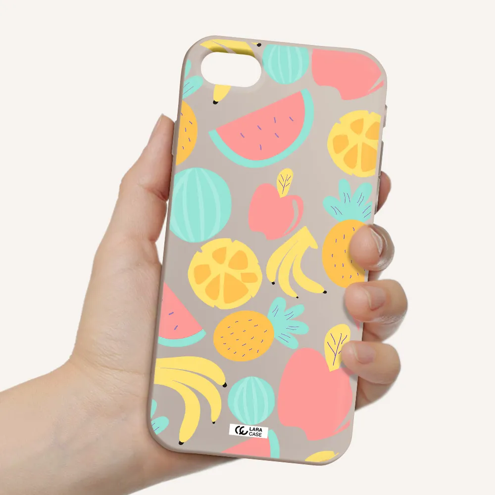 a pattern of fruits on a white background Apple iPhone se 2020 Silicone Stone Case