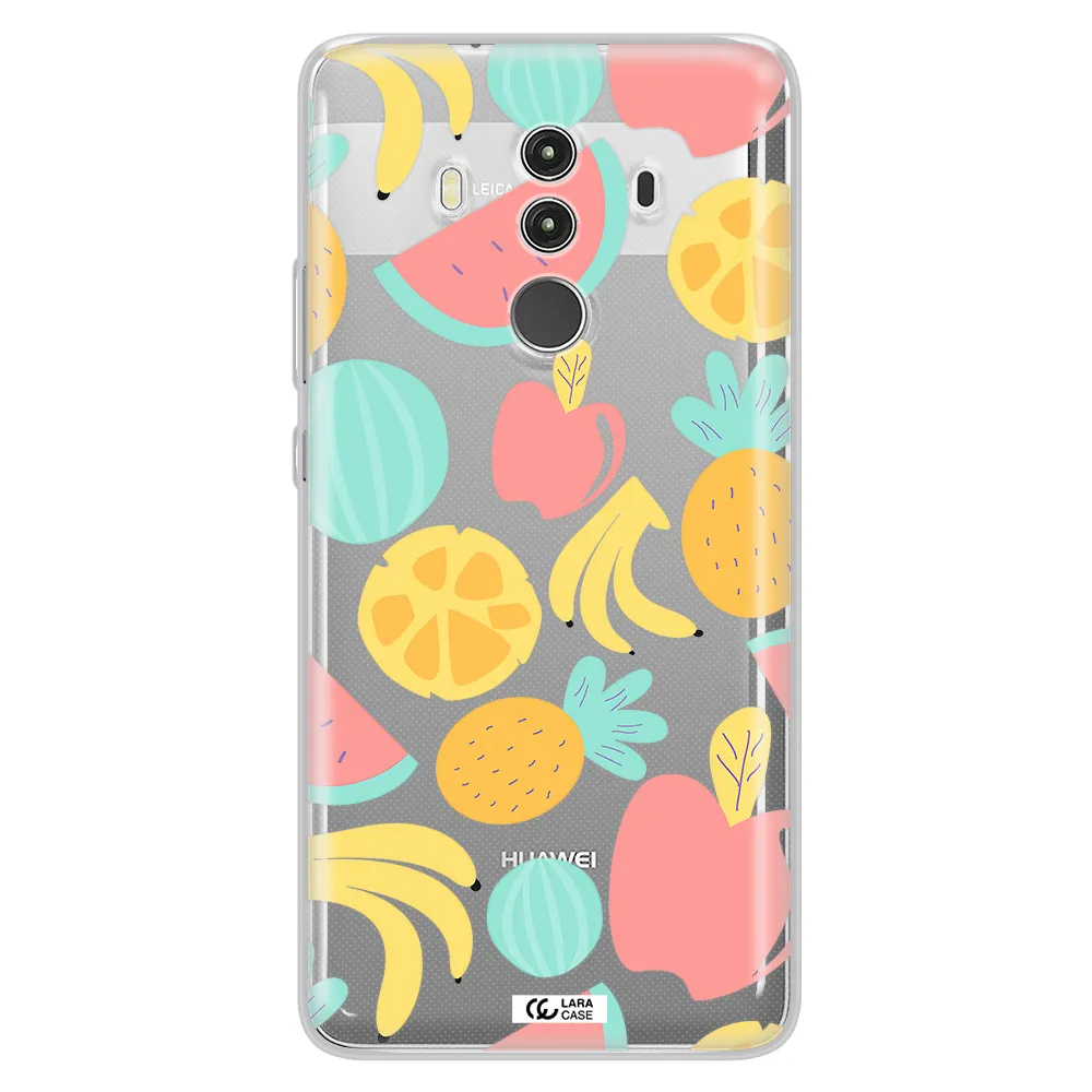 a pattern of fruits on a white background Huawei Mate 10 Clear TPU Case