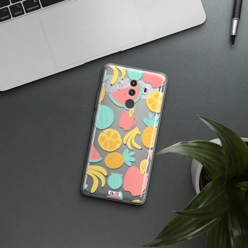 a pattern of fruits on a white background Huawei Mate 10 Clear TPU Case