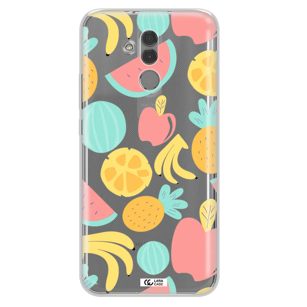 a pattern of fruits on a white background Huawei Mate 20 Lite Clear TPU Case